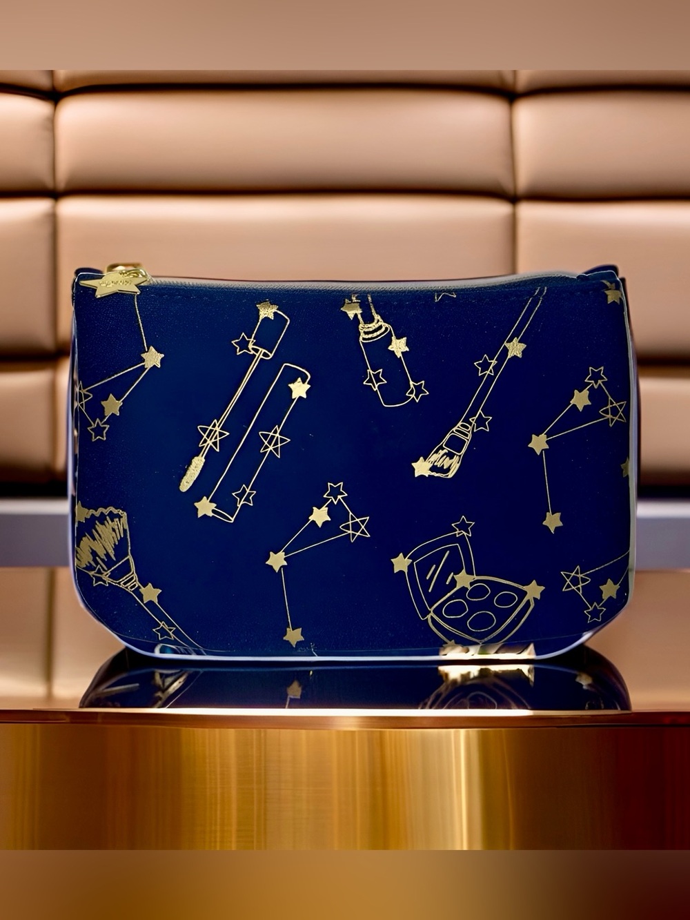 IPSY Navy Celestial Star & Constellation Print Cosmetic Bag | Travel Pouch